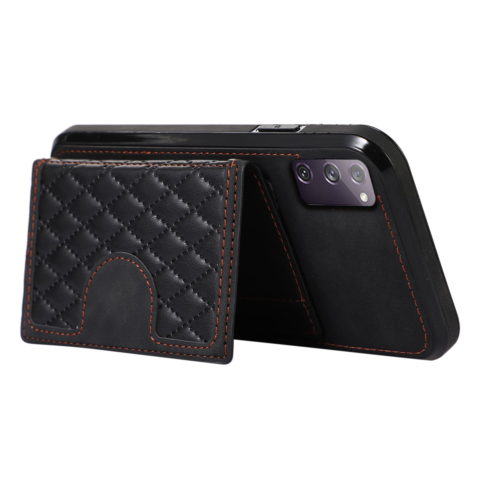 For Samsung Galaxy S20 4G / 5G Card Holder Phone Case TPU+PU Leather Kickstand Phone Cover - Black For Samsung Galaxy S20 4G / 5G Card Holder Phone Case TPU+PU Leather Kickstand Phone Cover - Black